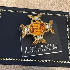 RARE Joan Rivers four bees, crystal brooch, goldtone